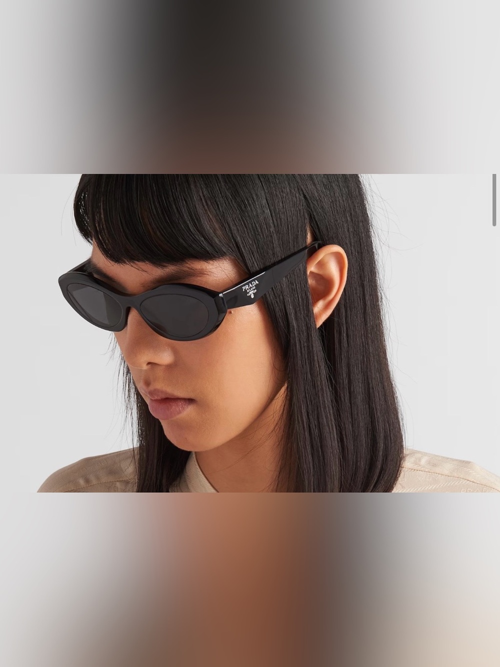 Prada Black Oval Logo-Temple Sunglasses